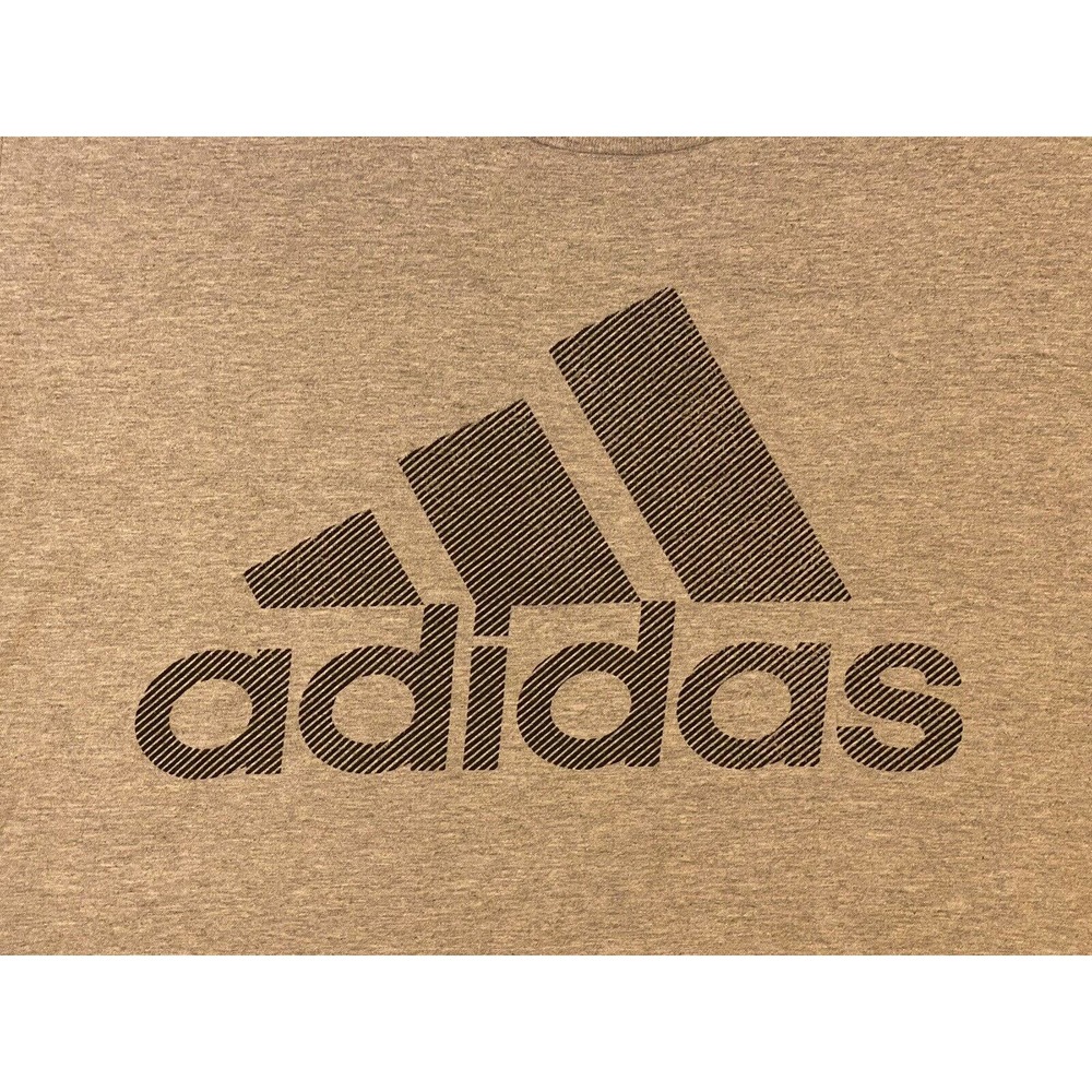 Adidas Big Center Logo Amplifier 3 Lines T-shirt L Large Grey Gray Black